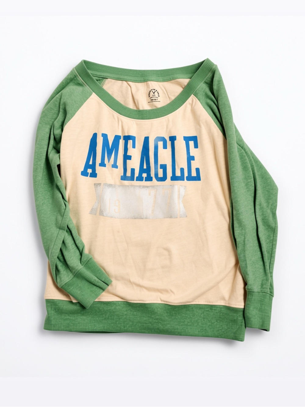 American Eagle Outfitters Pastel Green Long Sleeve Vintage Top Size Small
